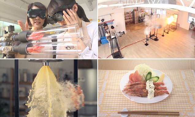 Hidangan Cepat Saji a la Jepang dengan Kanon Udara dan Penyembur Api